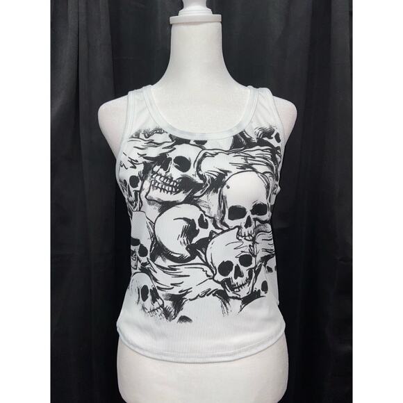 Summer, Spring, Skull Print Crew Women's Tank Top Goth Sleeveless NEW - Picture 1 of 6